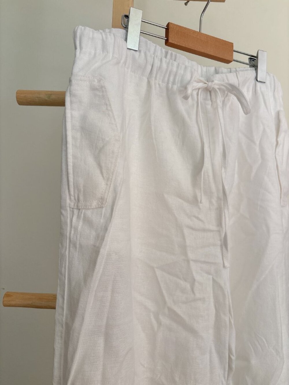 White Linen Drawstring Pants – Size Small - Picture 7 of 9